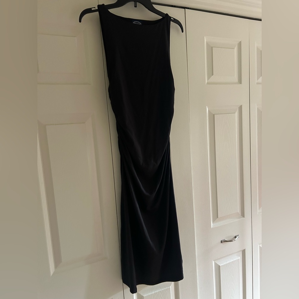 Classic Black Ruched Midi Dress